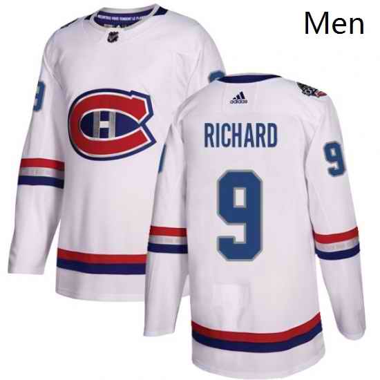 Mens Adidas Montreal Canadiens 9 Maurice Richard Authentic White 2017 100 Classic NHL Jersey